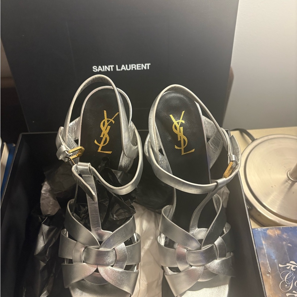 Saint Laurent Metallic Silver Heels